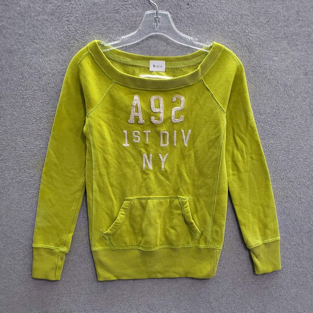 Abercrombie Juniors Sweater Medium Lime A92 1st DIV NY Scoop Fitted